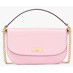 S Kate Spade Krista Pink Patent Fabric Chain Crossbody Bag KK102 Purse NWT $349